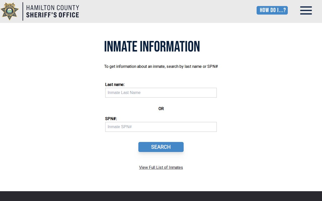 Hamilton County jail roster current inmate search controls