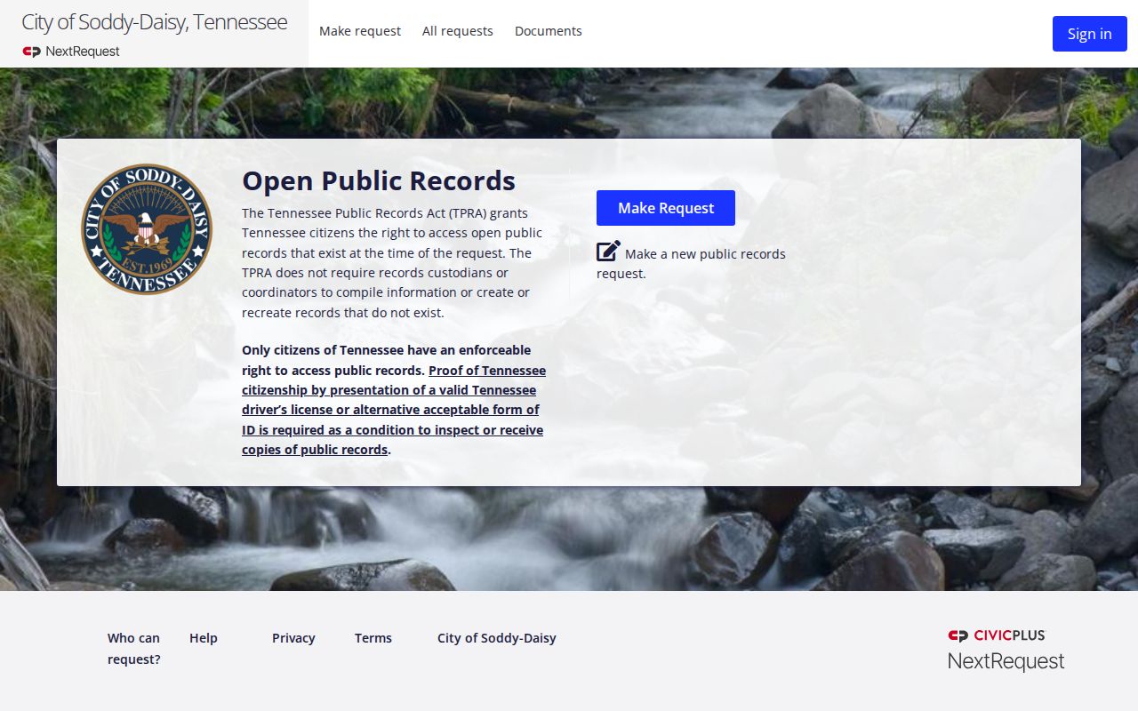 Soddy-Daisy recent arrest public records request portal